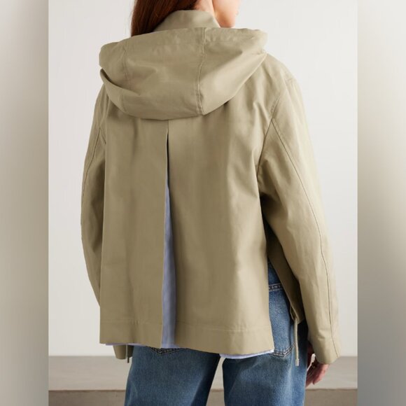 LOEWE Hooded striped poplin-paneled embroidered cotton-twill jacket - Picture 3 of 14